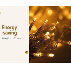 3X6M Christmas Lights Curtain Light Warm White 600 LED Jingle Jollys - SportZone.co.nz