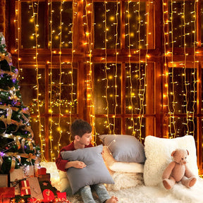 3X6M Christmas Lights Curtain Light Warm White 600 LED Jingle Jollys - SportZone.co.nz
