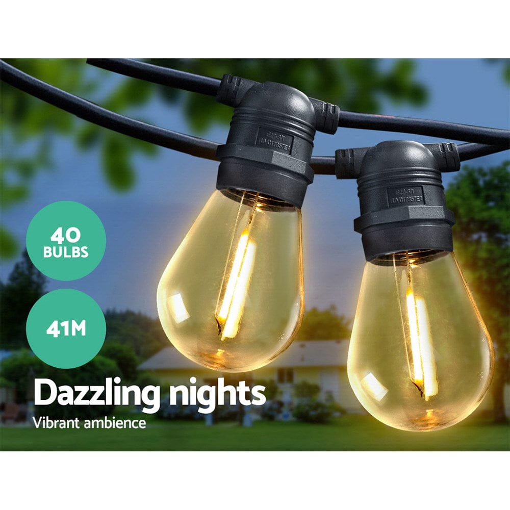 41m LED Festoon String Lights Christmas Decorations Wedding Party Outdoor Garden - SportZone.co.nz