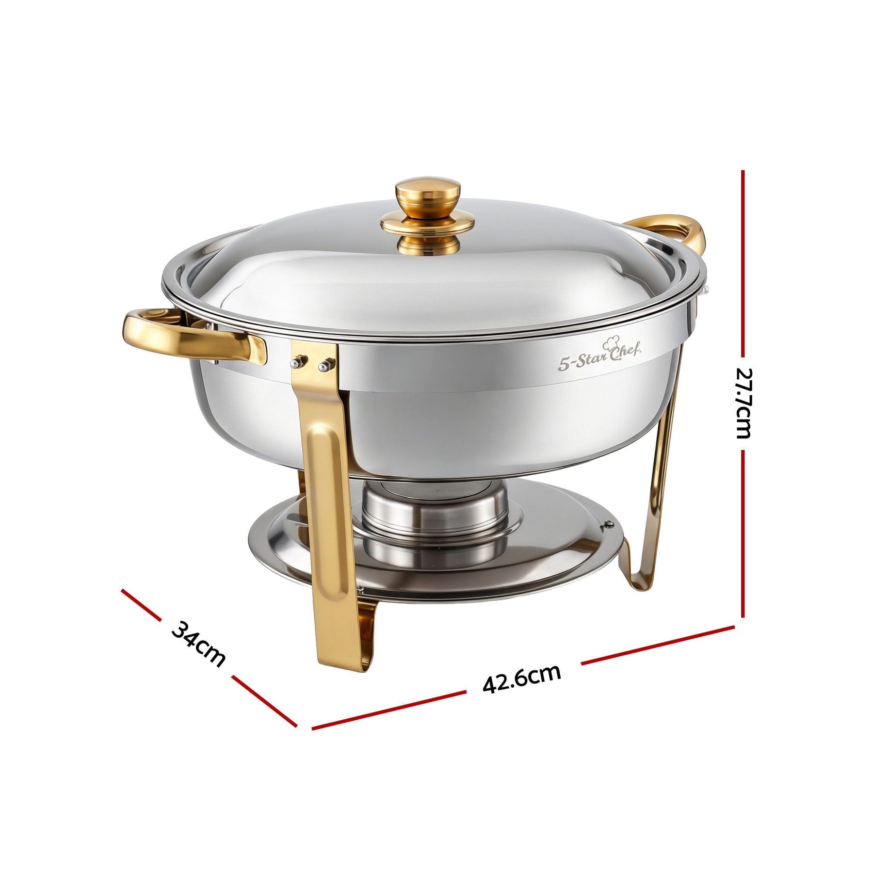 5-Star Chef 5L Chafing Dish Set 2-Pack, Food Warmer Catering Server Buffet - SportZone.co.nz