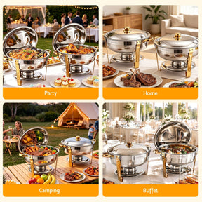 5-Star Chef 5L Chafing Dish Set 2-Pack, Food Warmer Catering Server Buffet - SportZone.co.nz