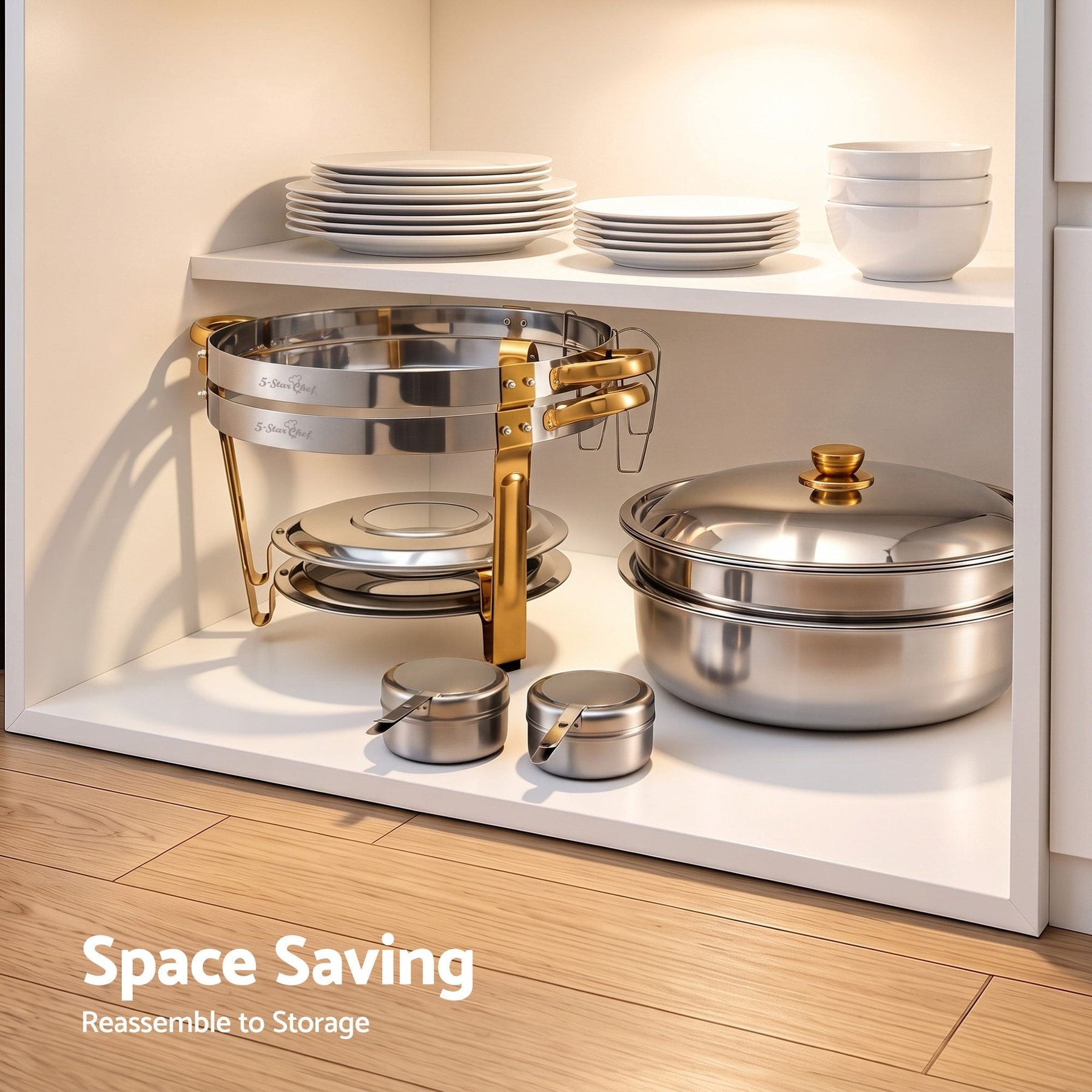 5-Star Chef 5L Chafing Dish Set 2-Pack, Food Warmer Catering Server Buffet - SportZone.co.nz