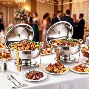 5-Star Chef 5L Chafing Dish Set 2-Pack, Food Warmer Catering Server Buffet - SportZone.co.nz
