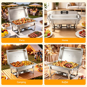 5-Star Chef Chafing Dish 9L 1-Pan Buffet Warmer Food Warmer Catering Server - SportZone.co.nz