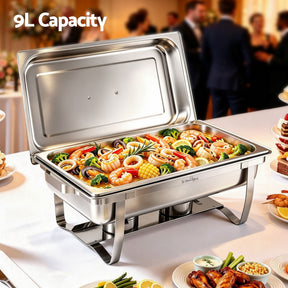 5-Star Chef Chafing Dish 9L 1-Pan Buffet Warmer Food Warmer Catering Server - SportZone.co.nz