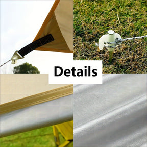 500*292 cm Large Square Camping Tarp Shelter - Waterproof, UV Protection, Sunshade Canopy Shelter for Camping, Hiking, Picnic - SportZone.co.nz