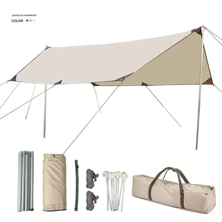 500*292 cm Large Square Camping Tarp Shelter - Waterproof, UV Protection, Sunshade Canopy Shelter for Camping, Hiking, Picnic - SportZone.co.nz
