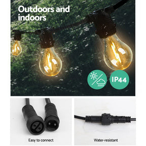 50m LED Festoon String Lights Outdoor Christmas Decorations Wedding Garden Party - SportZone.co.nz
