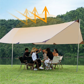 520*420 cm Hexagon Camping Tent Tarp - Waterproof, UV Protection, Sunshade Canopy Shelter for Camping, Hiking, Picnic - SportZone.co.nz