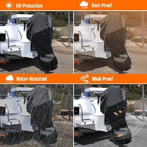 600D Oxford Cloth Outboard Motor Cover, Waterproof UV Resistant Boat Engine Protective Cover for Yacht Fishing Boat（100-150HP） - SportZone.co.nz