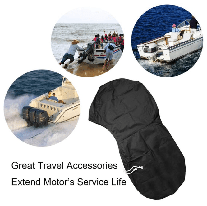 600D Oxford Cloth Outboard Motor Cover, Waterproof UV Resistant Boat Engine Protective Cover for Yacht Fishing Boat（100-150HP） - SportZone.co.nz