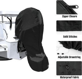 600D Oxford Cloth Outboard Motor Cover, Waterproof UV Resistant Boat Engine Protective Cover for Yacht Fishing Boat（15-20HP） - SportZone.co.nz