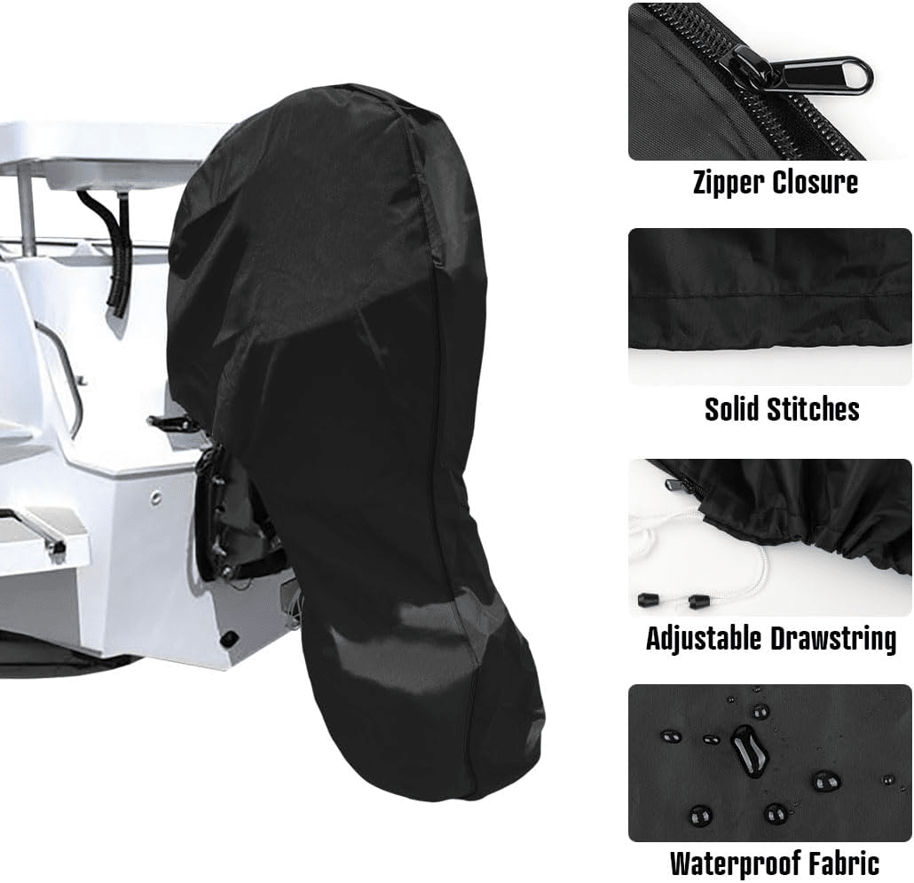 600D Oxford Cloth Outboard Motor Cover, Waterproof UV Resistant Boat Engine Protective Cover for Yacht Fishing Boat（20-30HP） - SportZone.co.nz