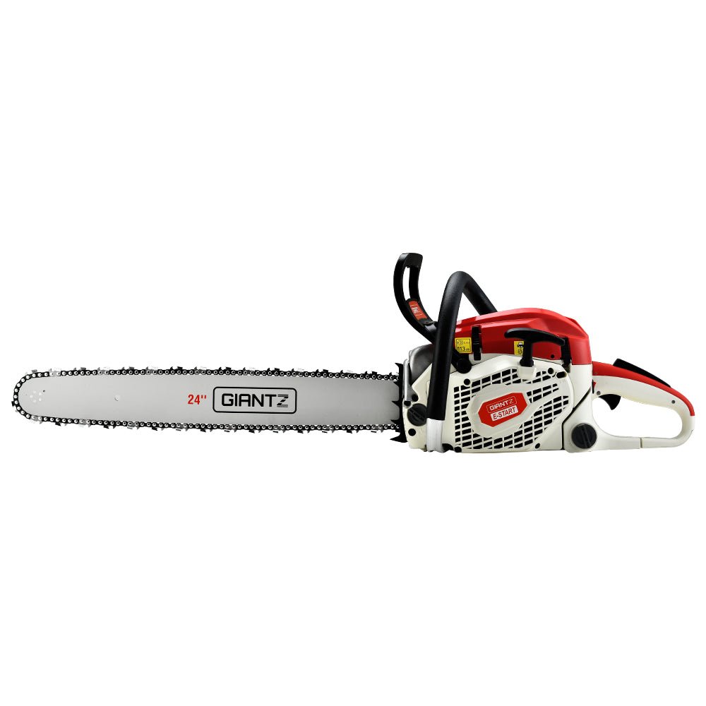 65cc Petrol Chainsaw 24" Bar – Powerful 2 - Stroke E - Start Giantz Chain Saw - SportZone.co.nz