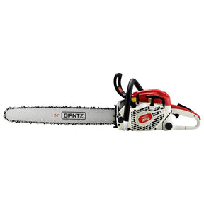 65cc Petrol Chainsaw 24" Bar – Powerful 2 - Stroke E - Start Giantz Chain Saw - SportZone.co.nz