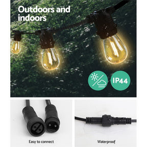 68m LED Festoon String Lights Christmas Decorations Wedding Party Outdoor Garden - SportZone.co.nz
