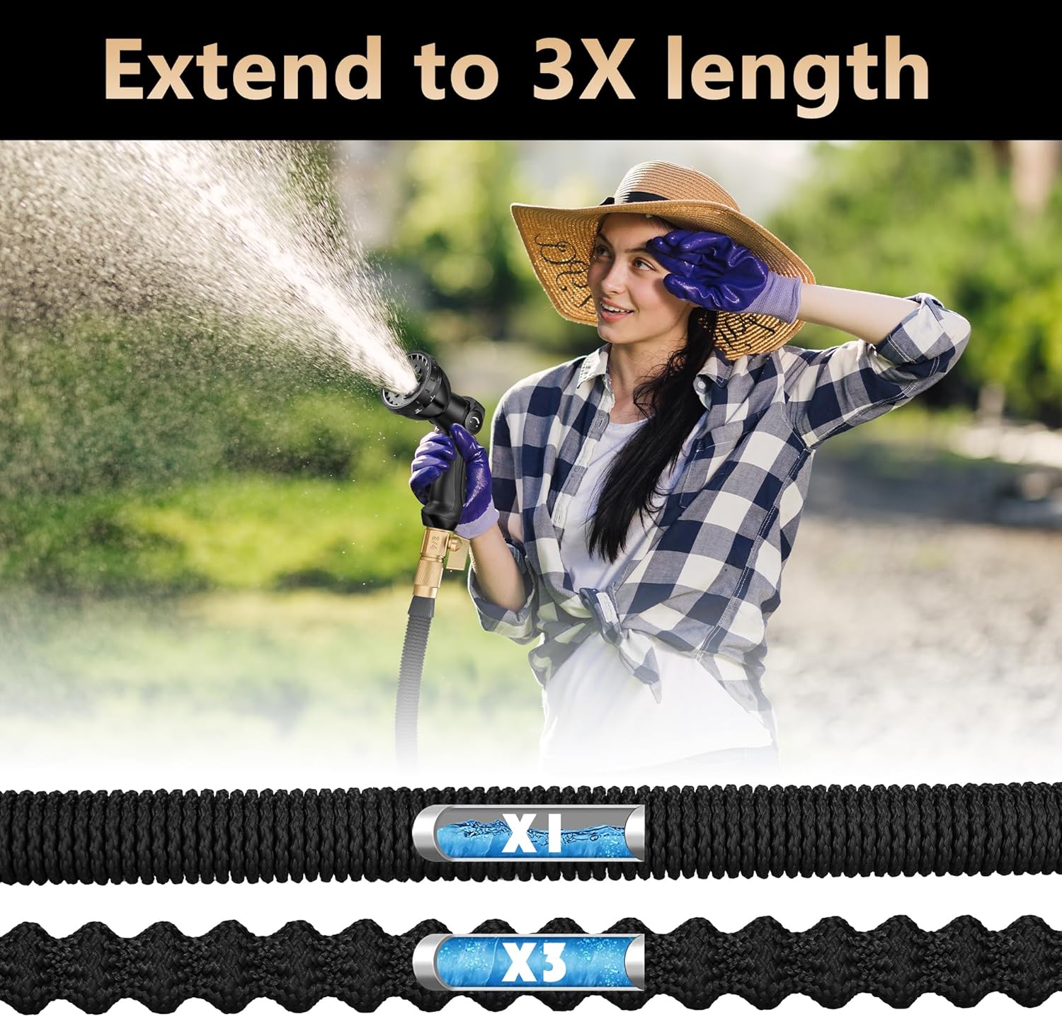 75FT Expandable Garden Hose with 10 Spray Nozzle - SportZone.co.nz