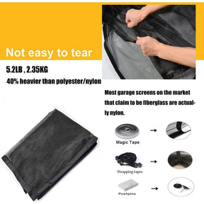 8Ftx7Ft Magnetic Garage Door Screen For 1 Car Garage Doors, Reinforced Fiberglass Garage Screen, Hands Free，Magnetic - SportZone.co.nz