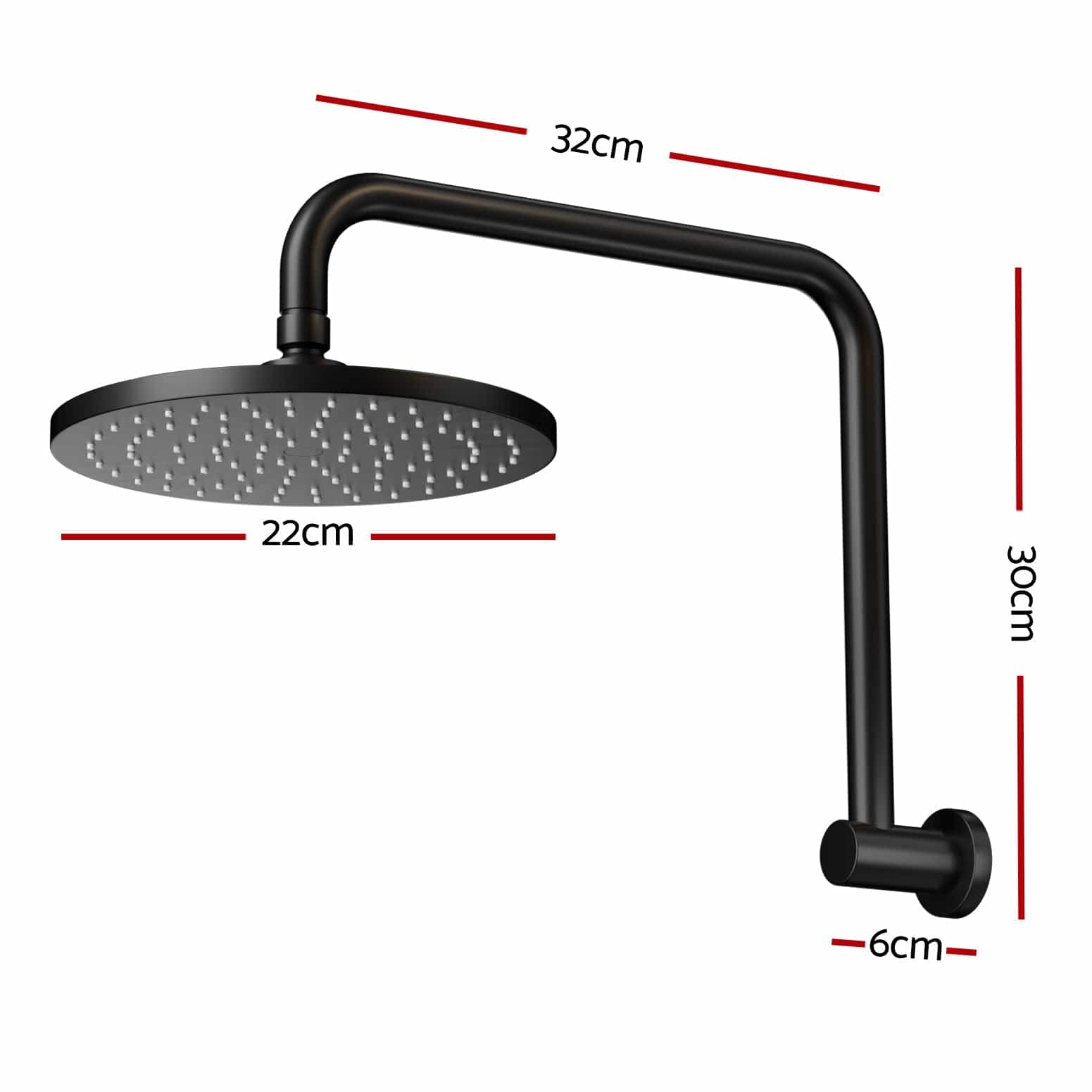 9'' Rain Shower Head Overhead High - pressure Swivel Black - SportZone.co.nz