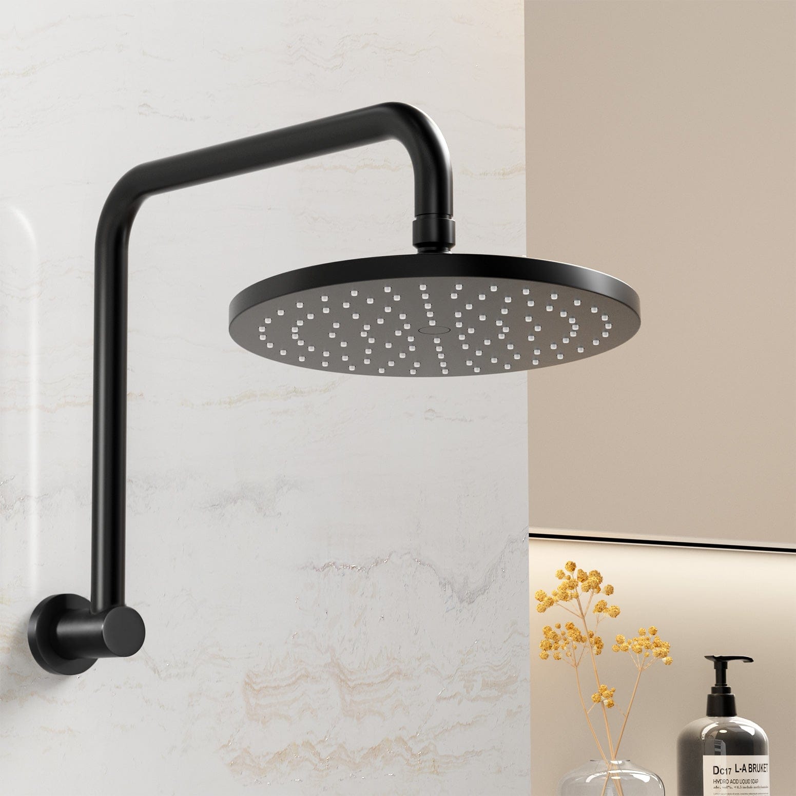 9'' Rain Shower Head Overhead High - pressure Swivel Black - SportZone.co.nz