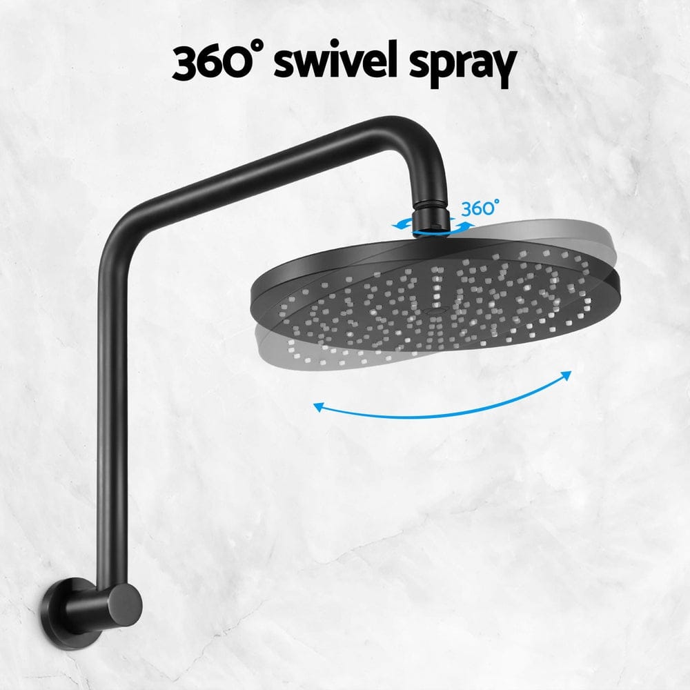9'' Rain Shower Head Overhead High - pressure Swivel Black - SportZone.co.nz