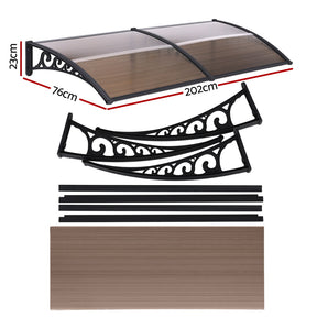Instahut Window Door Awning 0.8mx2m Brown