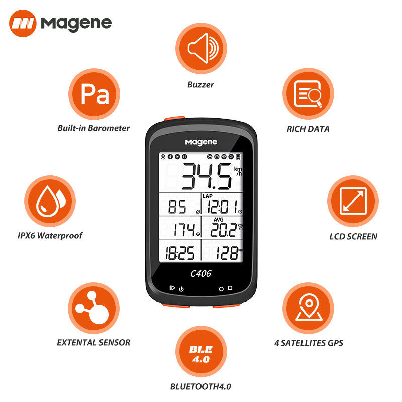 Magene McKim C406 Bicycle GPS Computer Bike Computer Speed Odometer ANT+