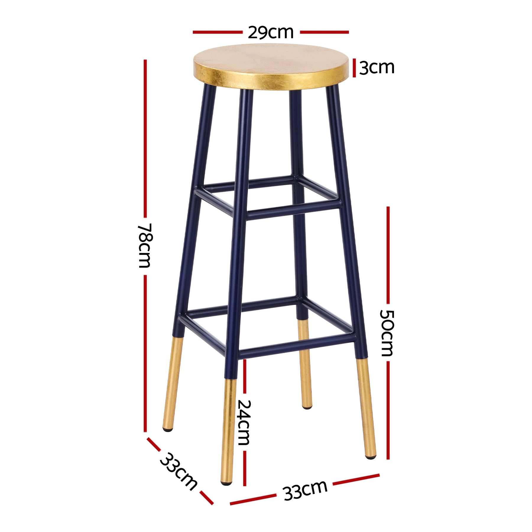 Artiss Bar Stools Metal Gold Navy