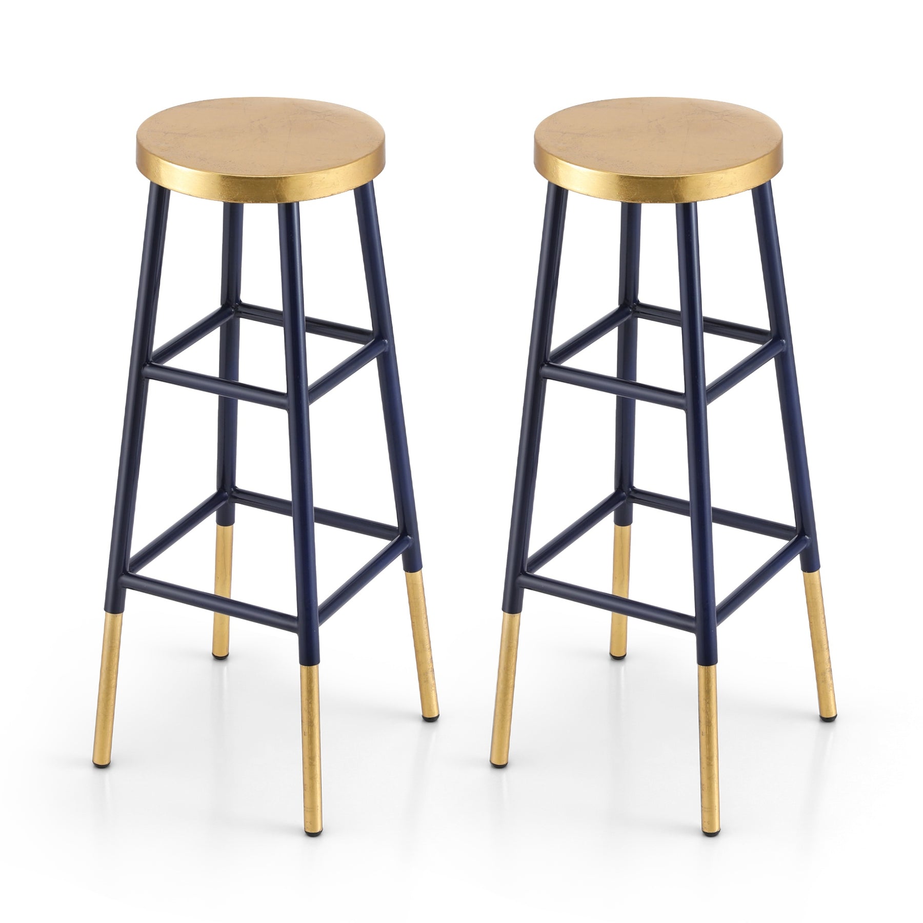 Artiss 2x Bar Stools Metal Gold Navy
