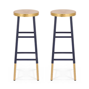 Artiss 2x Bar Stools Metal Gold Navy