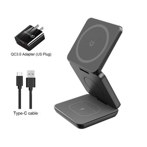 3-in-1 Foldable Magnetic Wireless Charging Station for iPhone 12-15 Pro Max & Apple Watch 8/9