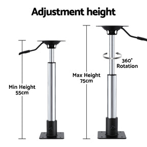 Seamanship Boat Seat Pedestal 55 - 75cm Adjustable Gas Lift 360 Degrees Swivel
