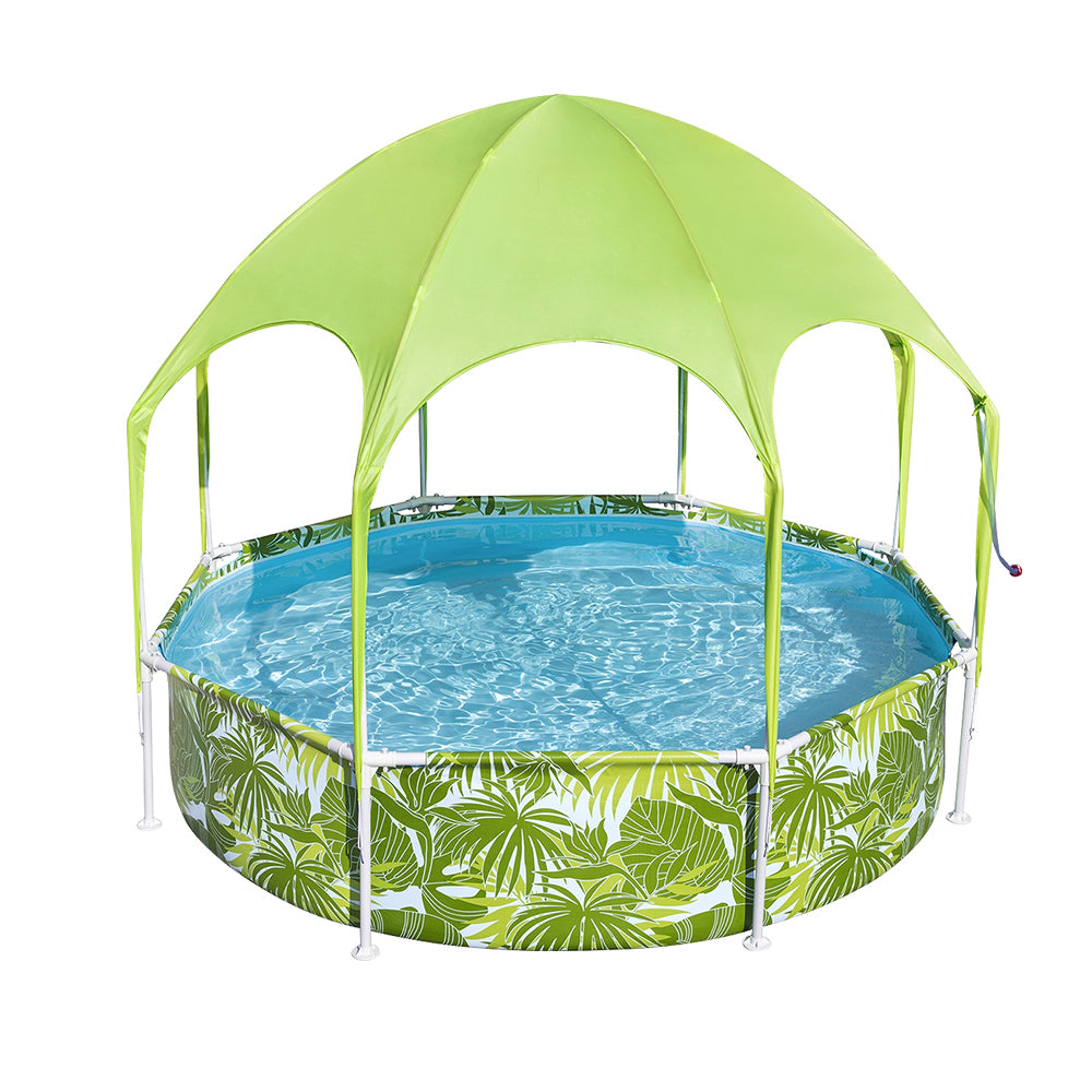 Bestway Kids Pool 244x51cm Steel Frame Swimming Play Pools Canopy 1688L