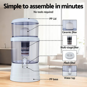 Devanti Benchtop Water Filter 16L Gravity Multi-Stage BPA-Free Home Camping