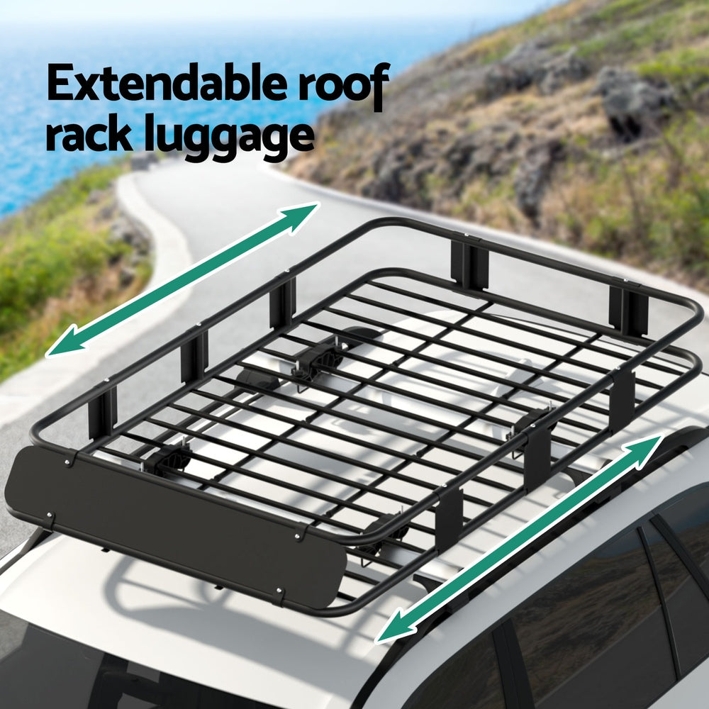 Giantz Universal Car Roof Rack Basket Luggage Vehicle Cargo Carrier 160cm Black