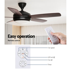 Devanti 52'' Ceiling Fan AC Motor 5 Blades w/Light - Dark Wood