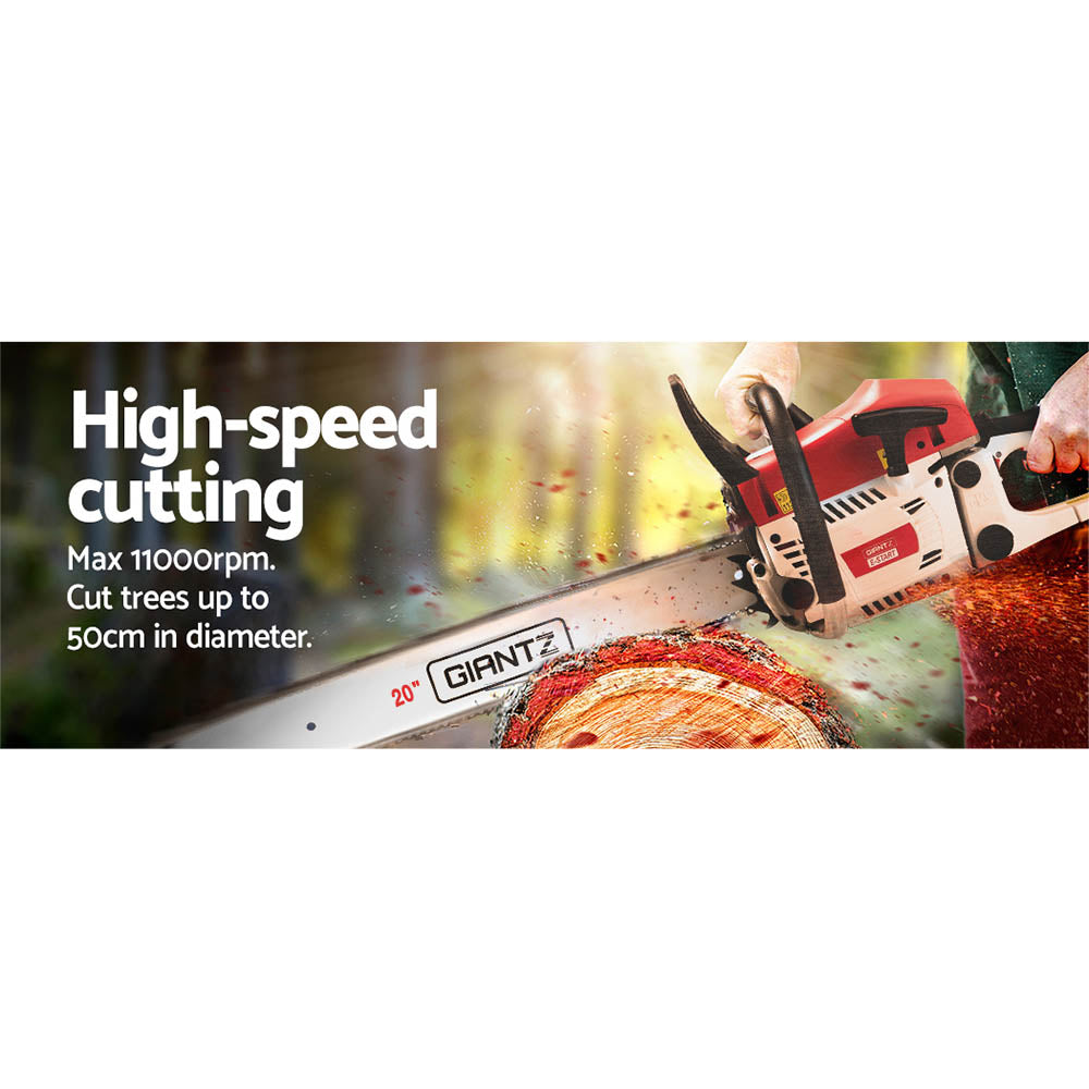 Giantz Chainsaw Petrol 62CC 20" Bar Commercial E-Start Pruning Chain Saw