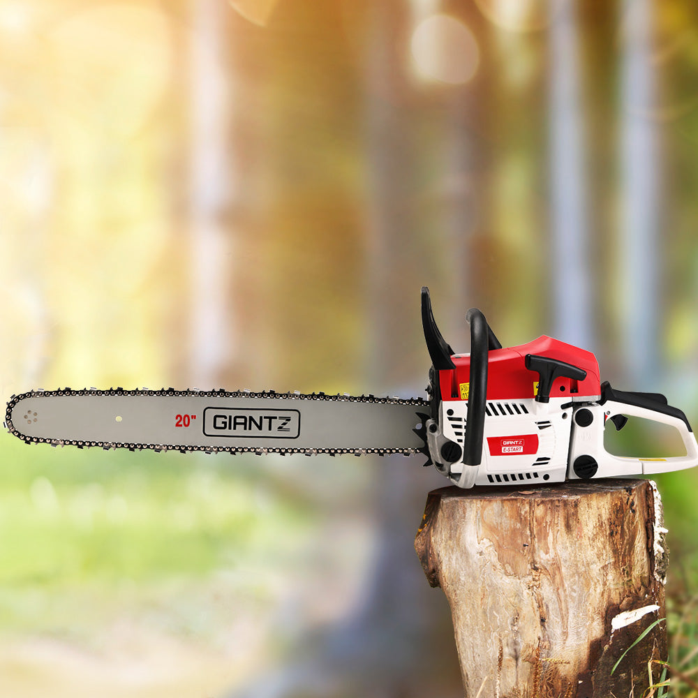 Giantz Chainsaw Petrol 62CC 20" Bar Commercial E-Start Pruning Chain Saw