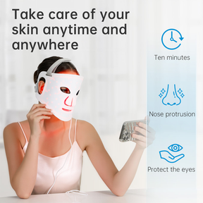 LED Light Therapy Face Mask – 98 LEDs, 4 Colour Modes, USB Rechargeable