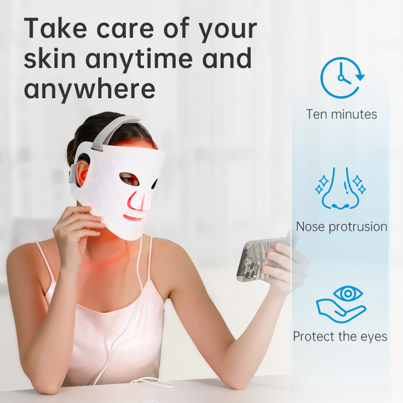 LED Light Therapy Face Mask – 98 LEDs, 4 Colour Modes, USB Rechargeable