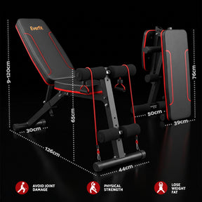 Everfit Weight Bench Adjustable FID Bench Press Home Gym 150kg Capacity