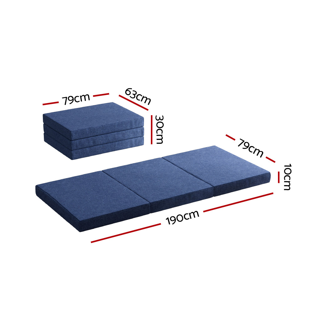 Giselle Bedding Foldable Mattress Folding Foam Single Blue