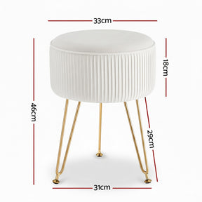 Artiss Ottoman Foot Stool Vanity Velvet Round White