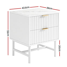 Artiss Bedside Table 2 Drawers - White