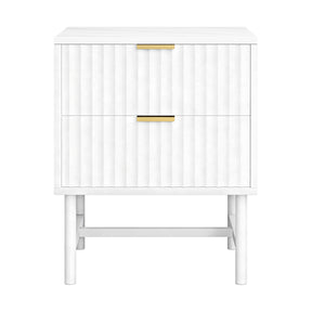 Artiss Bedside Table 2 Drawers - White