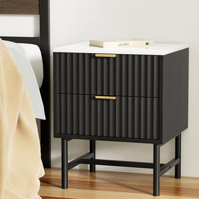 Artiss Bedside Table 2 Drawers - Black