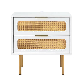Artiss Rattan Bedside Table 2 Drawers Pine