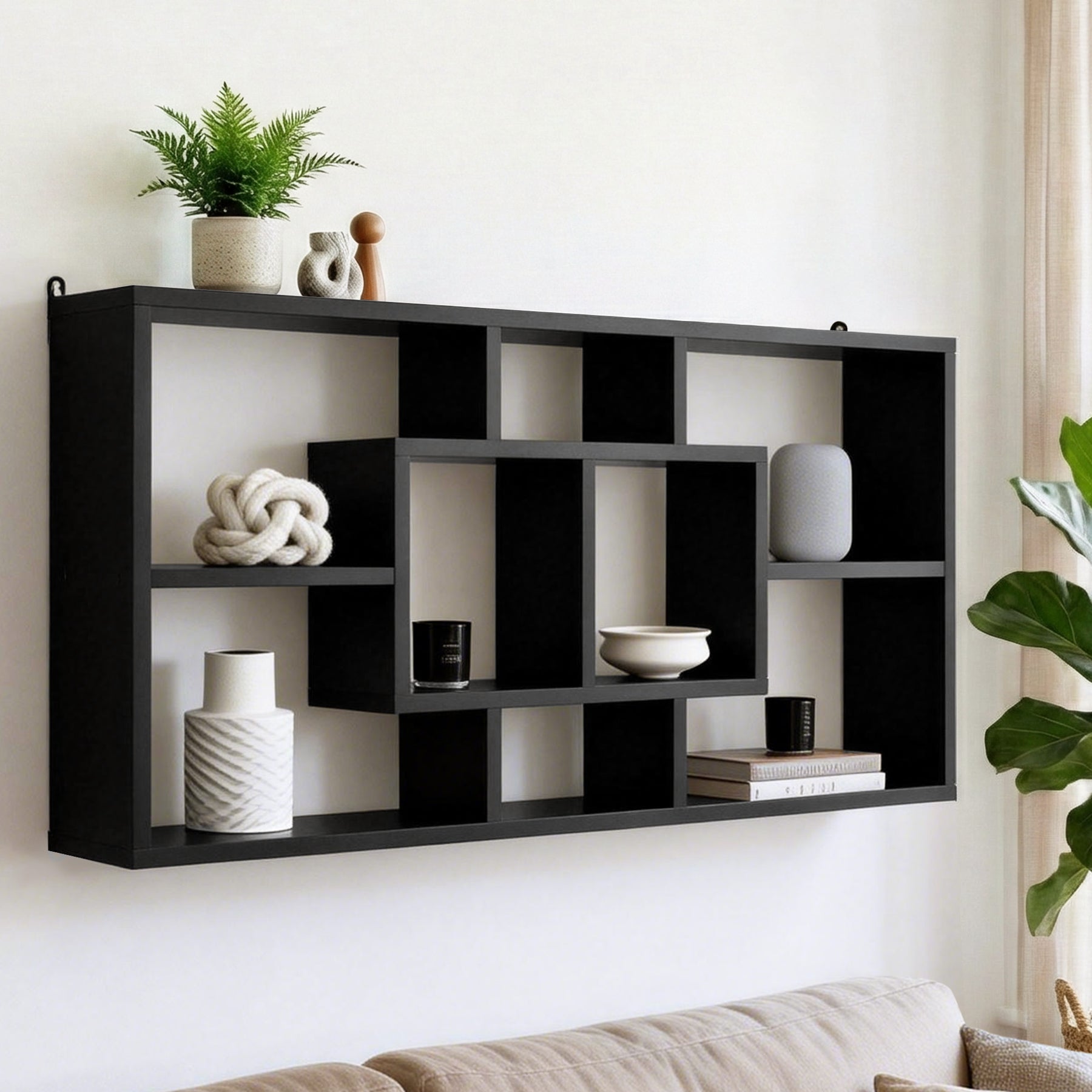 Artiss Floating Wall Shelves Bookshelf Black