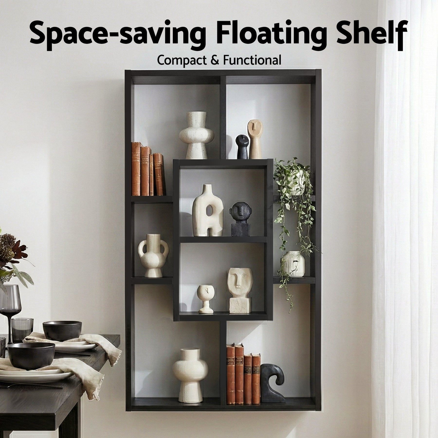 Artiss Floating Wall Shelves Bookshelf Black