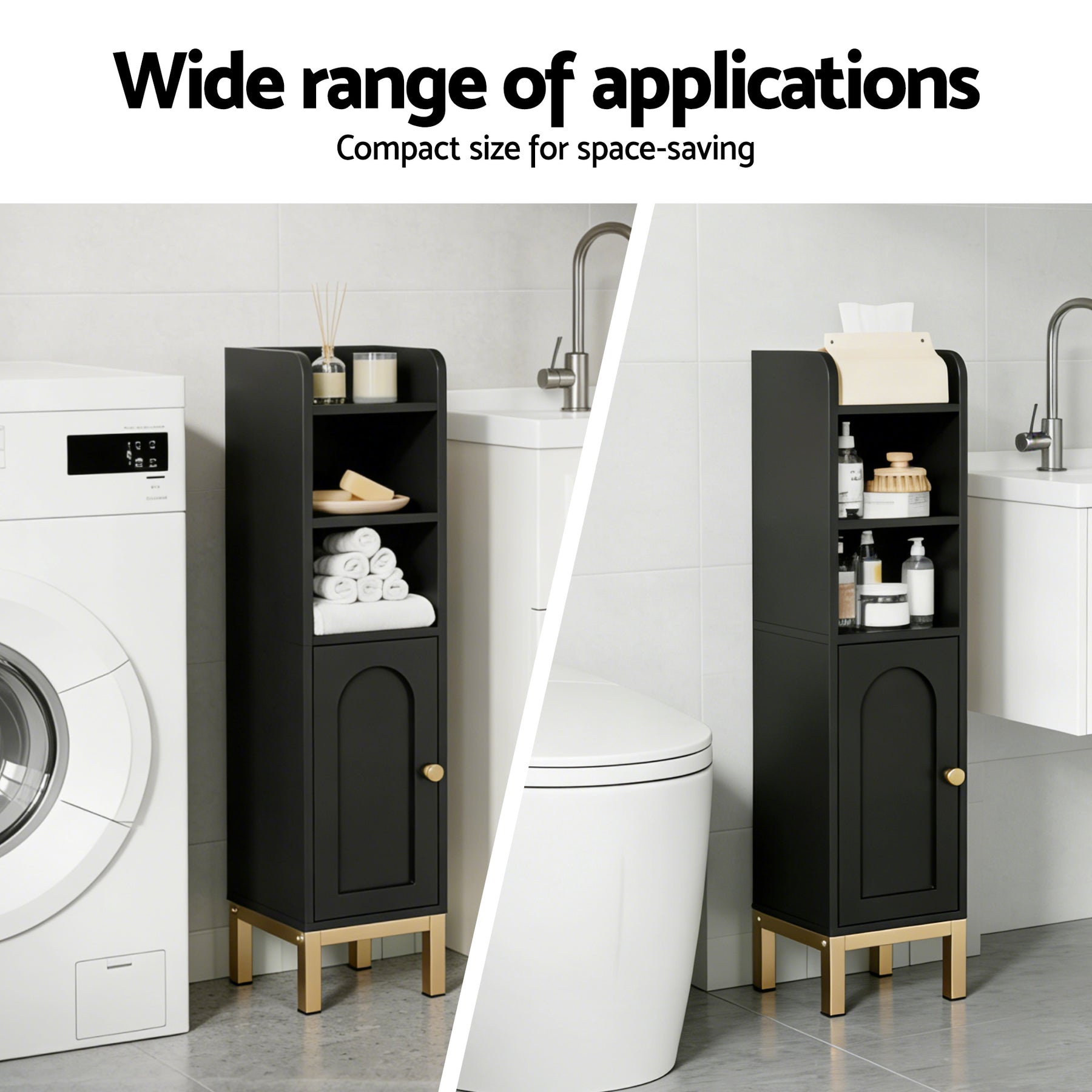 Artiss Bathroom Storage Cabinet Floor Organizer Toilet Corner Adjustable Black